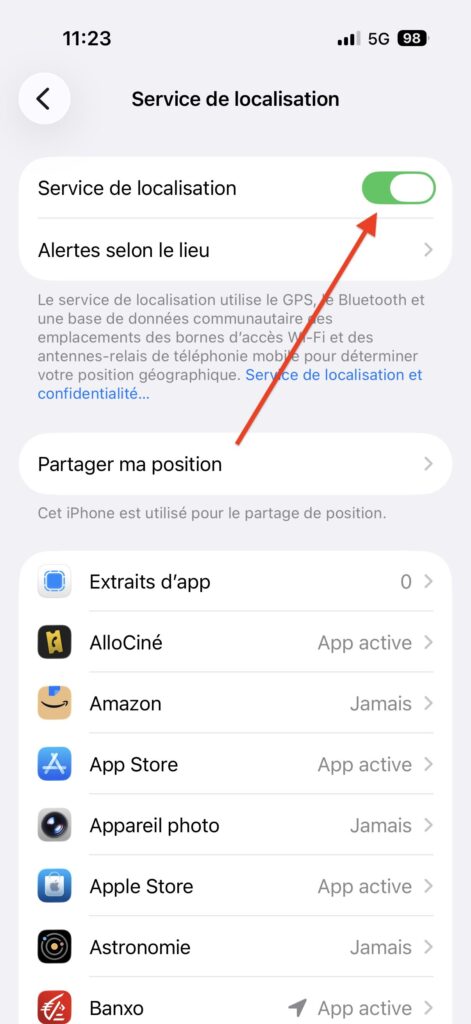 Bloquer localisation iPhone