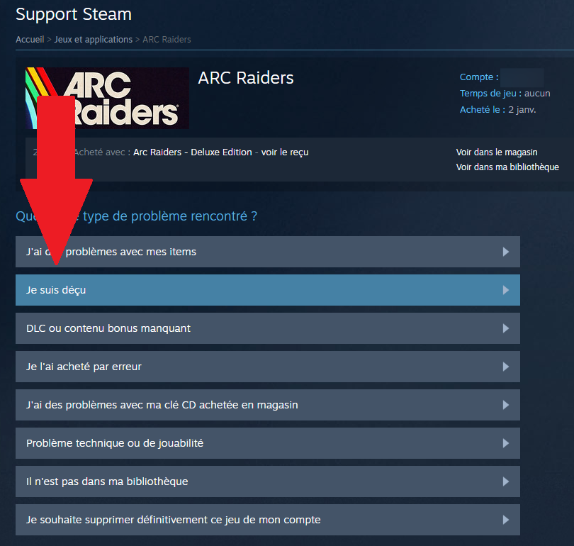 Steam remboursement jeu