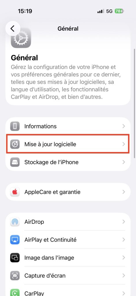 mettre à jour iOS
