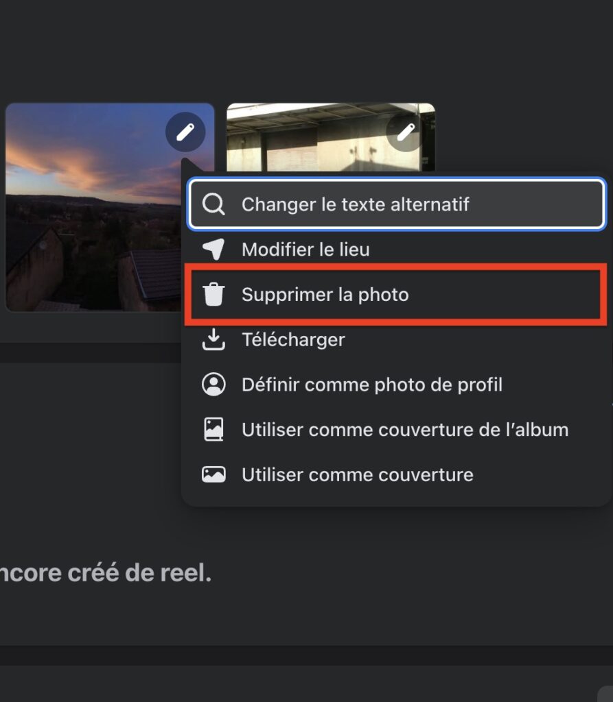 Effacer photo Facebook ordinateur