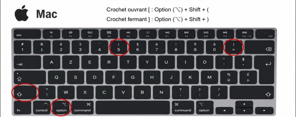faire des crochets sur Mac