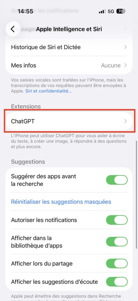 Utiliser chatGPT dans Apple Intelligence