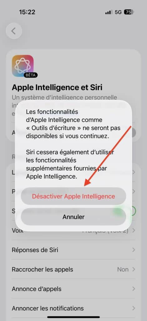 supprimer Apple Intelligence