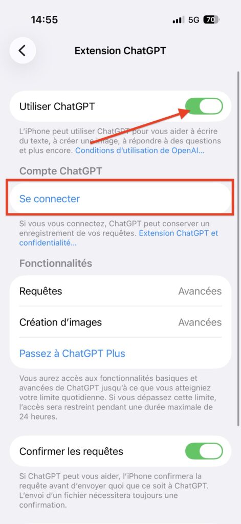 Connecter ChatGPT à un iPhone