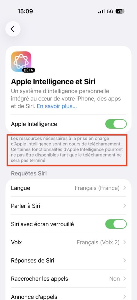 activer Apple Intelligence