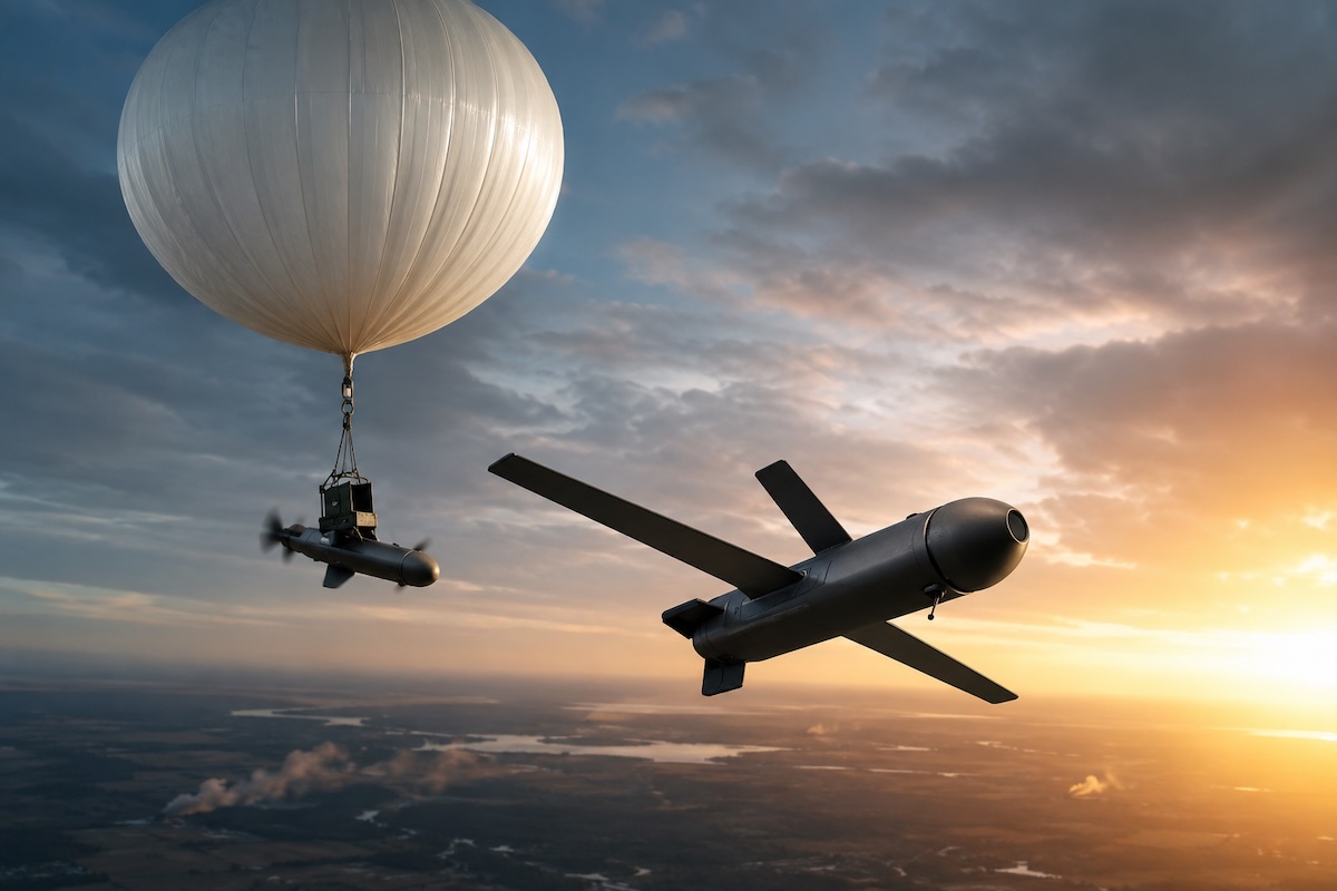 largage drones kamikazes par ballon
