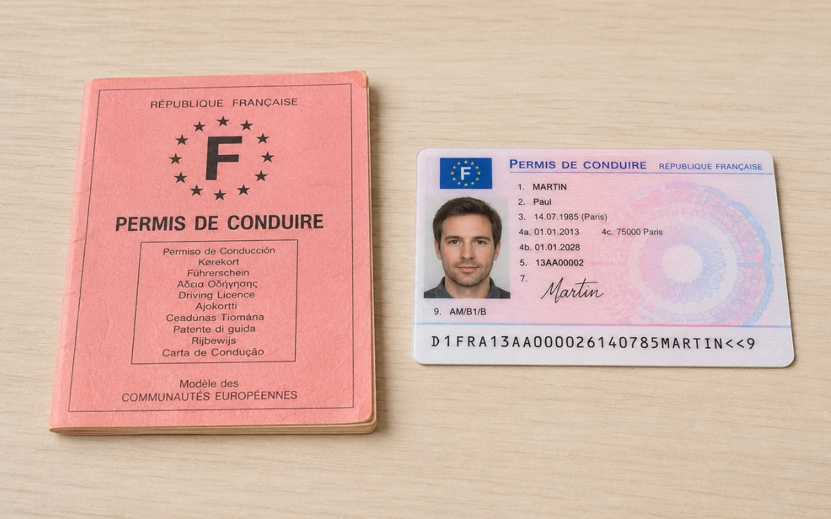 Permis de conduire rose remplacement