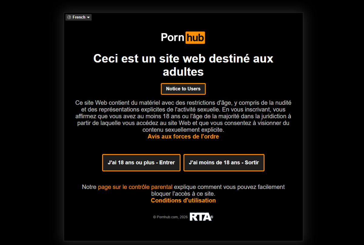Pornhub blocage France