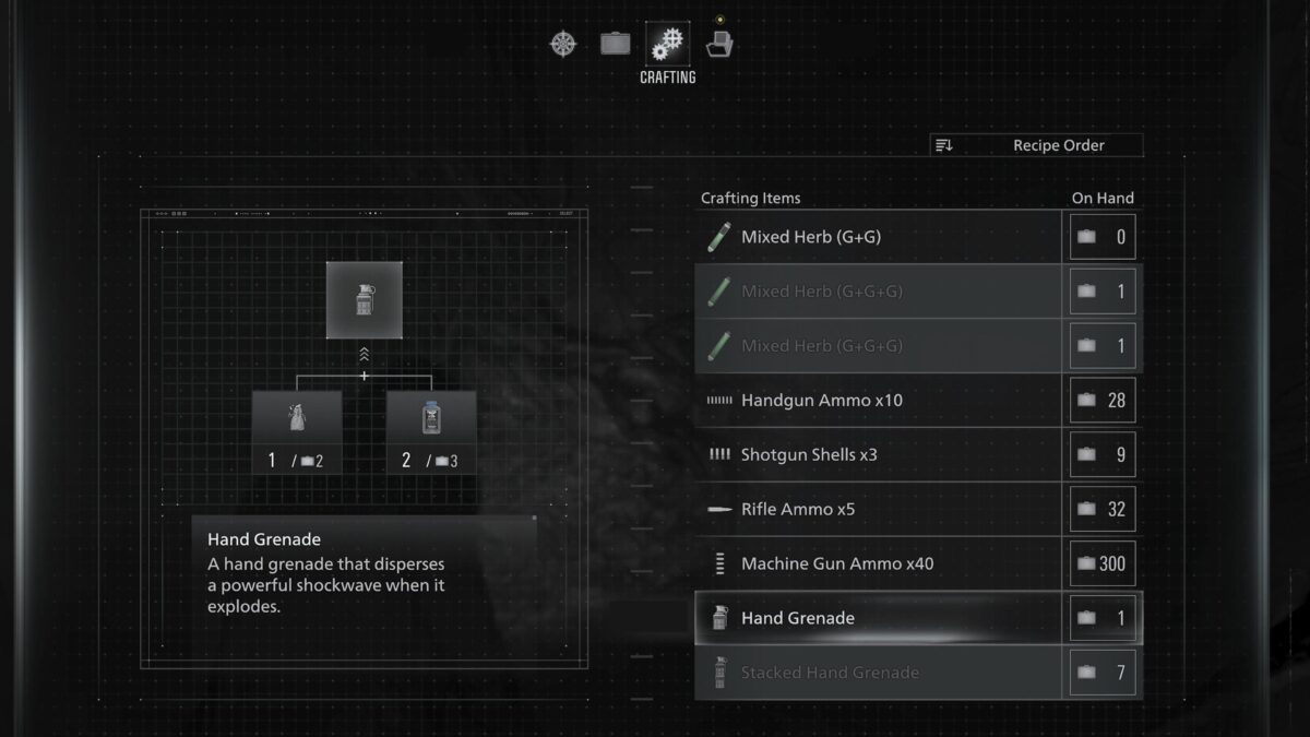 resident evil menu ressources