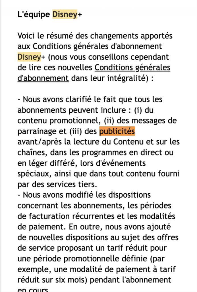 Disney+ publicité